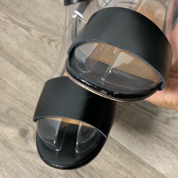 J . Crew Wooden Platform Black Leather Sandals 6 - Picture 4 of 8